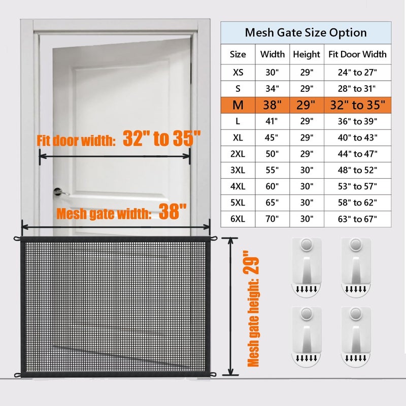 Cupount 2-Pack Dog Gate for Stairs Pet Gates for The House: Dogs Screen Mesh Gate for Doorways Stairways Indoor Safety 29 inches Tall, 38 inch Wide - Image 3